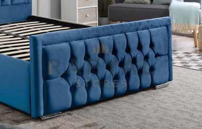 Blue Plush Rio Chesterfield Plush Velvet Bedstead