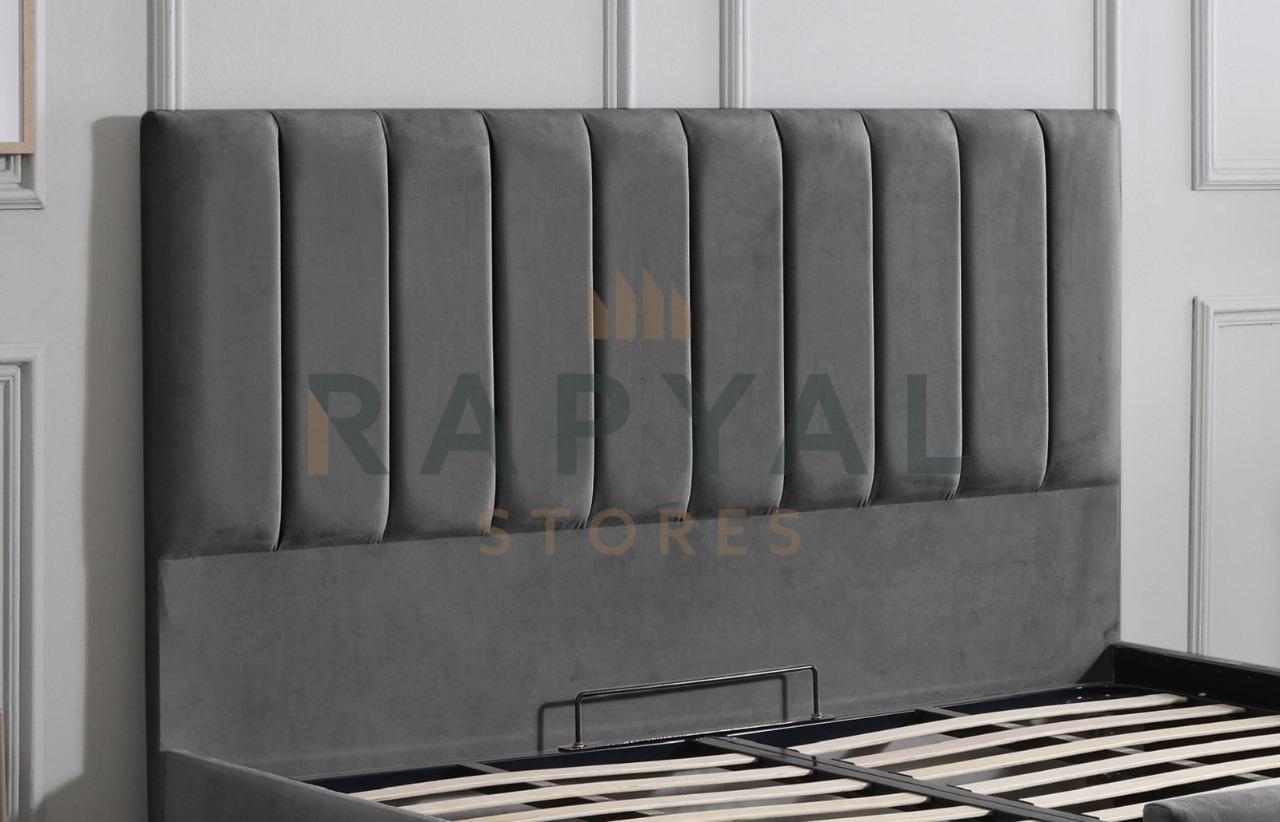 Steel Plush Vegas Lined Plush Velvet Bedstead