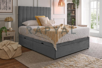 Vegas Side Lift Ottoman Divan Bed Set with Spring Memory Foam Mattress Option