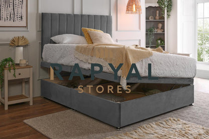 Vegas Side Lift Ottoman Divan Bed Set with Spring Memory Foam Mattress Option