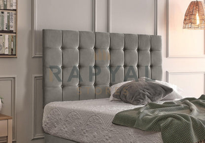 Capri Light Grey Reinforced Divan Bed Base with Box Headboard
