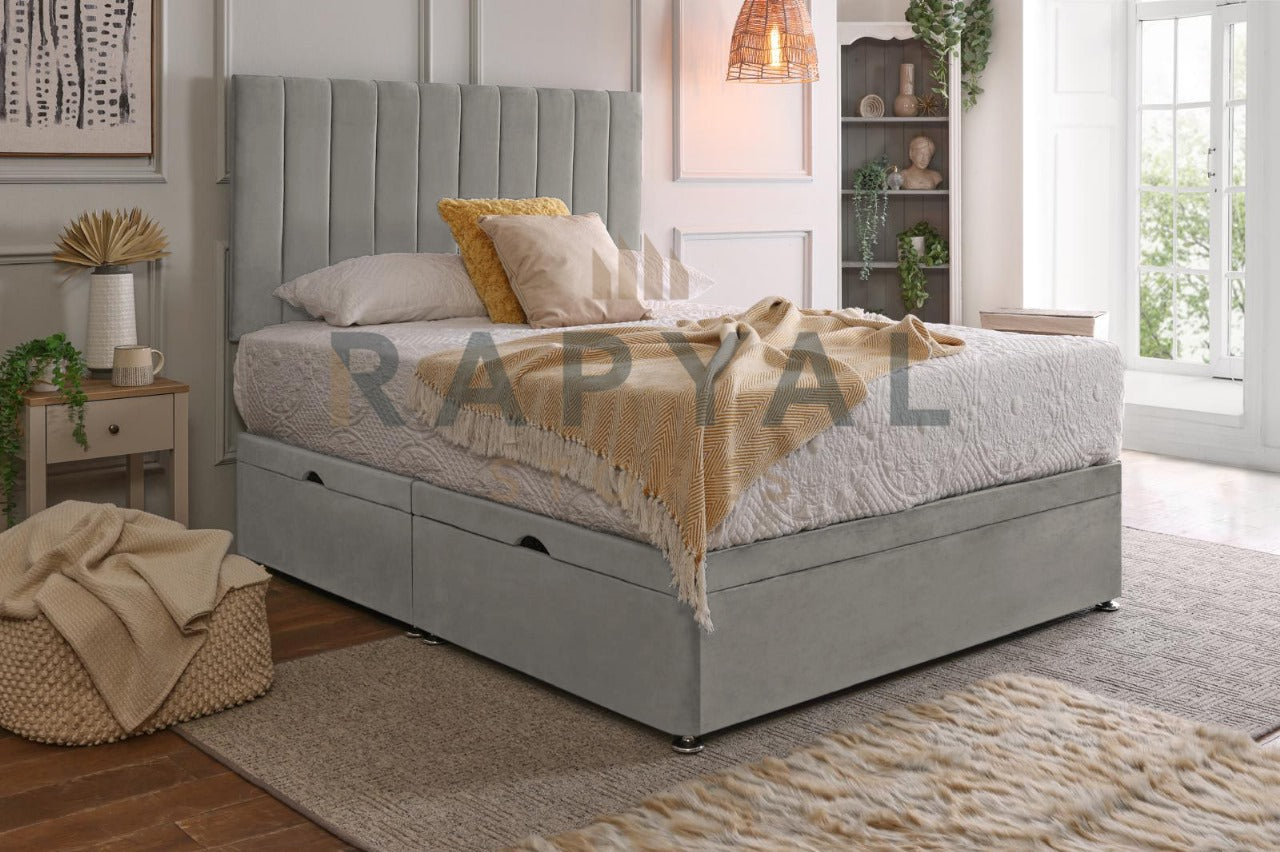 Vegas Side Lift Ottoman Divan Bed Set with Spring Memory Foam Mattress Option