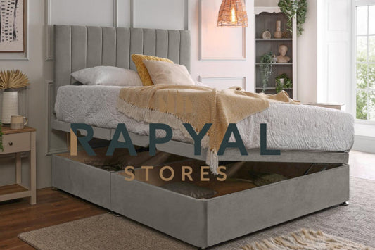 Vegas Side Lift Ottoman Divan Bed Set with Spring Memory Foam Mattress Option
