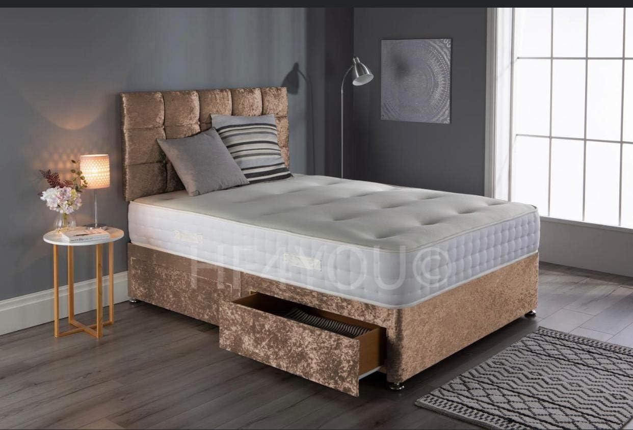 Darius House Crushed Velvet Divan Set with Memory Foam Mattress